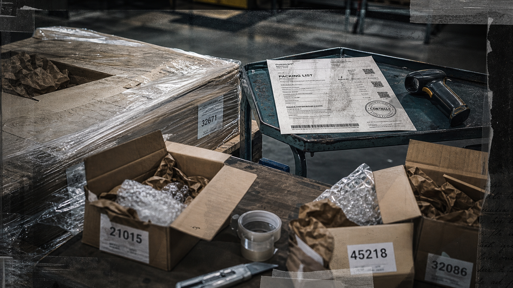 Colisage définition : calage et étiquetage de cartons en entrepôt