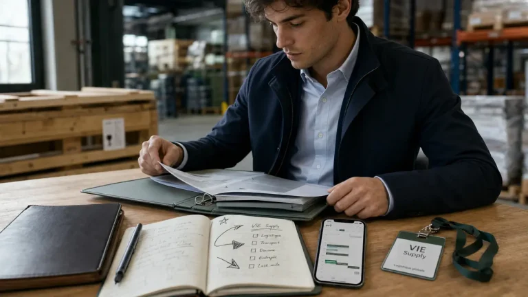 VIE supply chain : missions terrain, ERP, checklists en entrepôt industriel