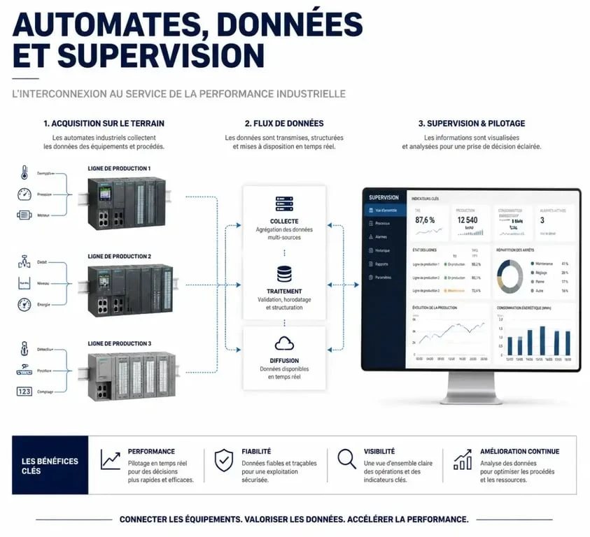 Schéma conceptuel de l'informatique industrielle et des systèmes de pilotage pour une formation spécialisée