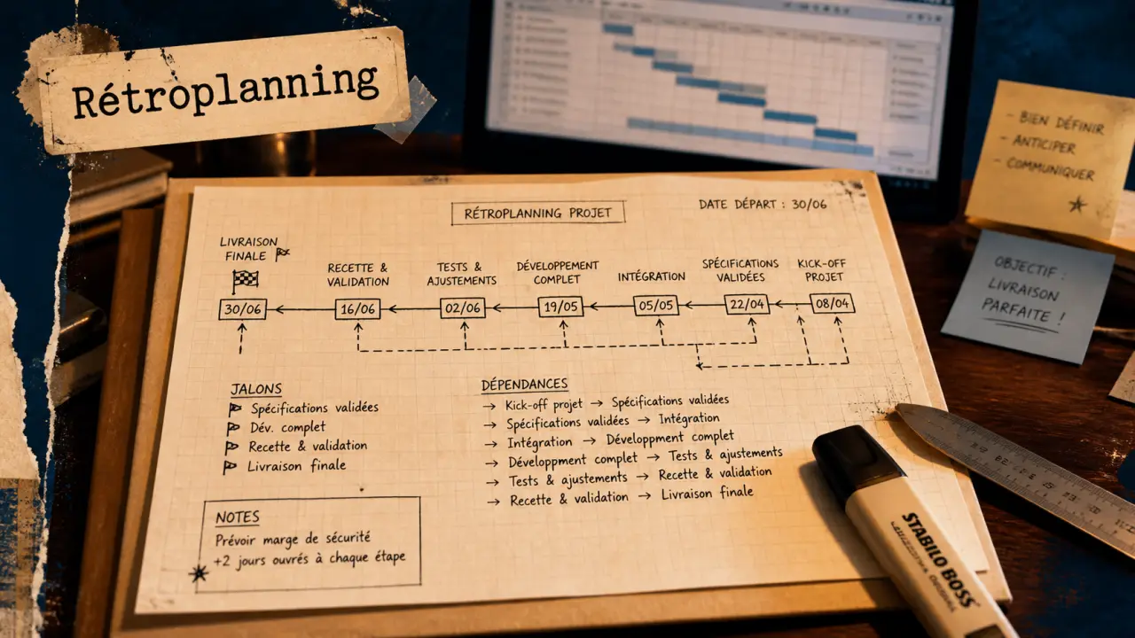 Retro planing : rétroplanning manuscrit et dépendances