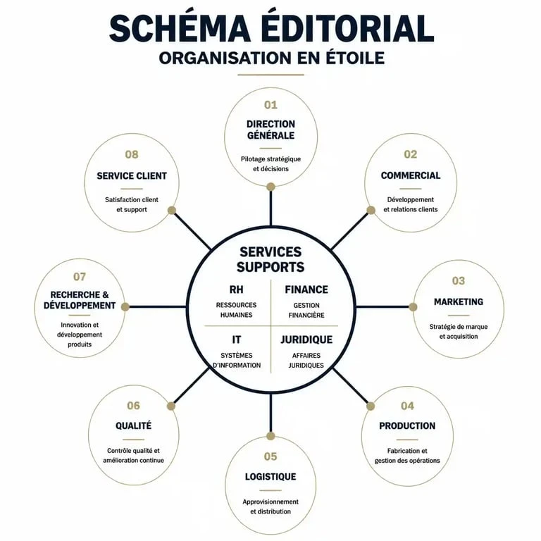Schéma illustrant le rôle transversal des services supports en entreprise