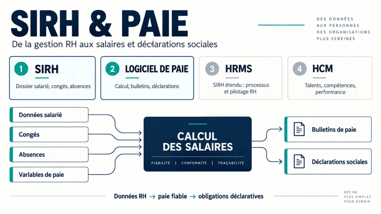 SIRH paie : comparaison des solutions RH et flux des données vers la paie