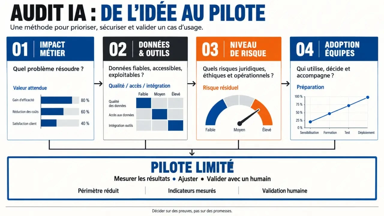 Audit IA Lyon : infographie des critères de priorisation d’un projet d’intelligence artificielle