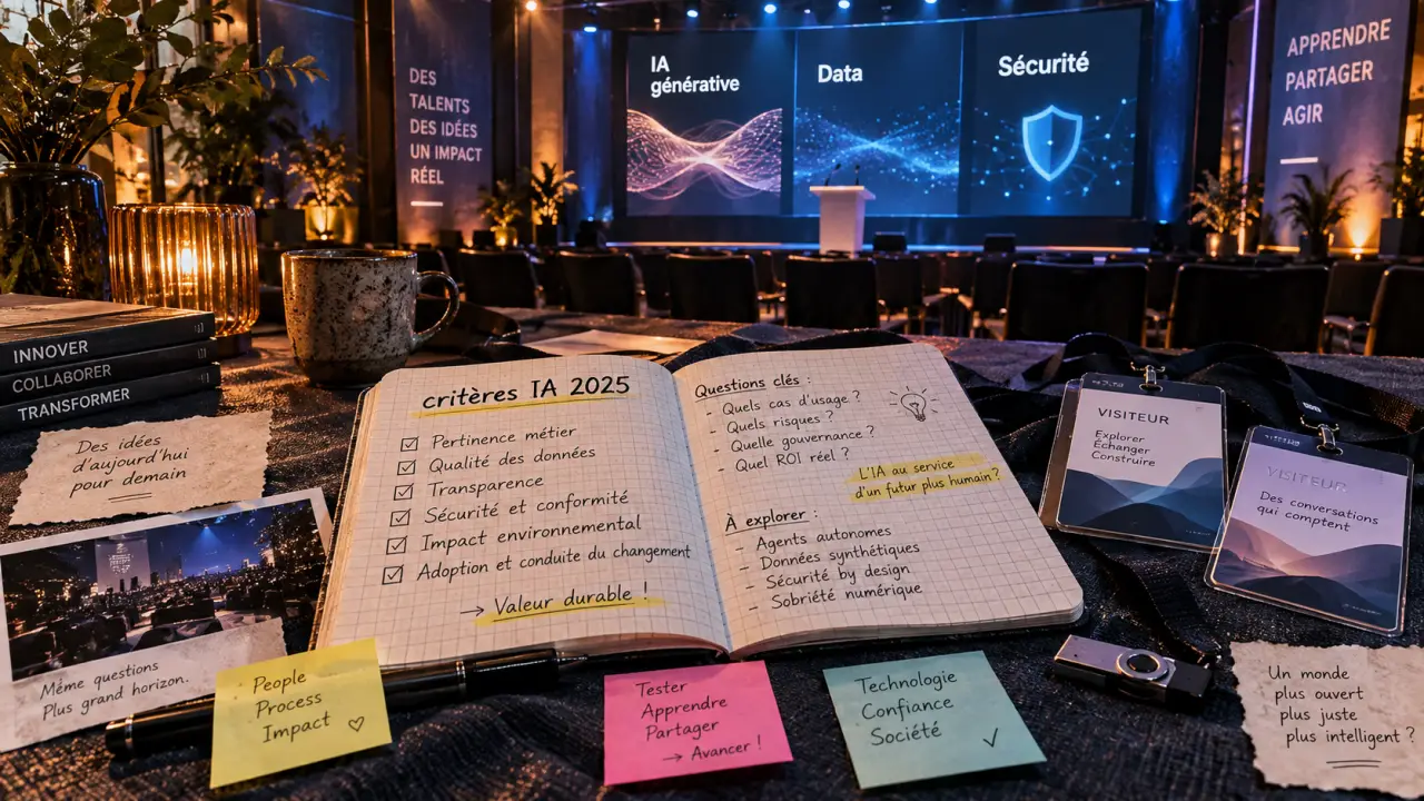 Salon intelligence artificielle 2025 : critères choix événement utile, carnet IA et badge