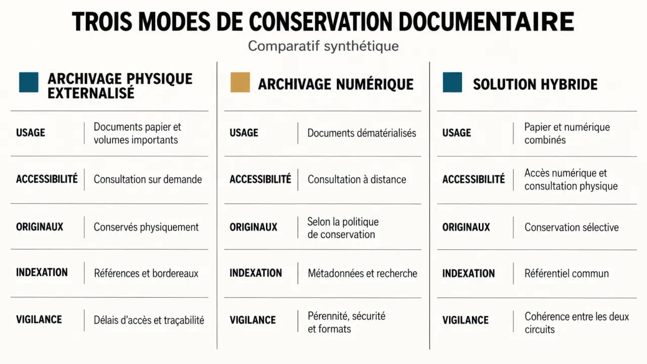 Comparaison des services de gestion documentaire et archivage paris : solutions physique, numérique et hybride