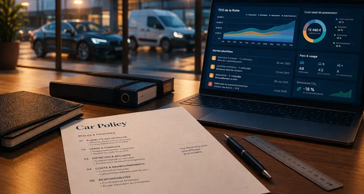 Gestionnaire de flotte automobile : tableau de bord, TCO, alertes échéances