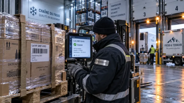 Plateforme logistique vin spiritueux : traçabilité au quai de chargement