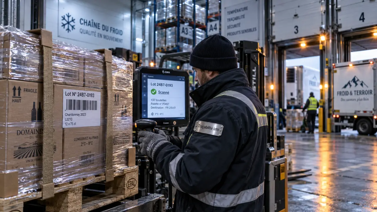 Plateforme logistique vin spiritueux : traçabilité au quai de chargement